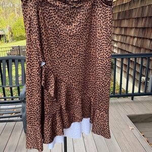 Lands’ End Beach Cover Up Leopard Skirt XL (18)
